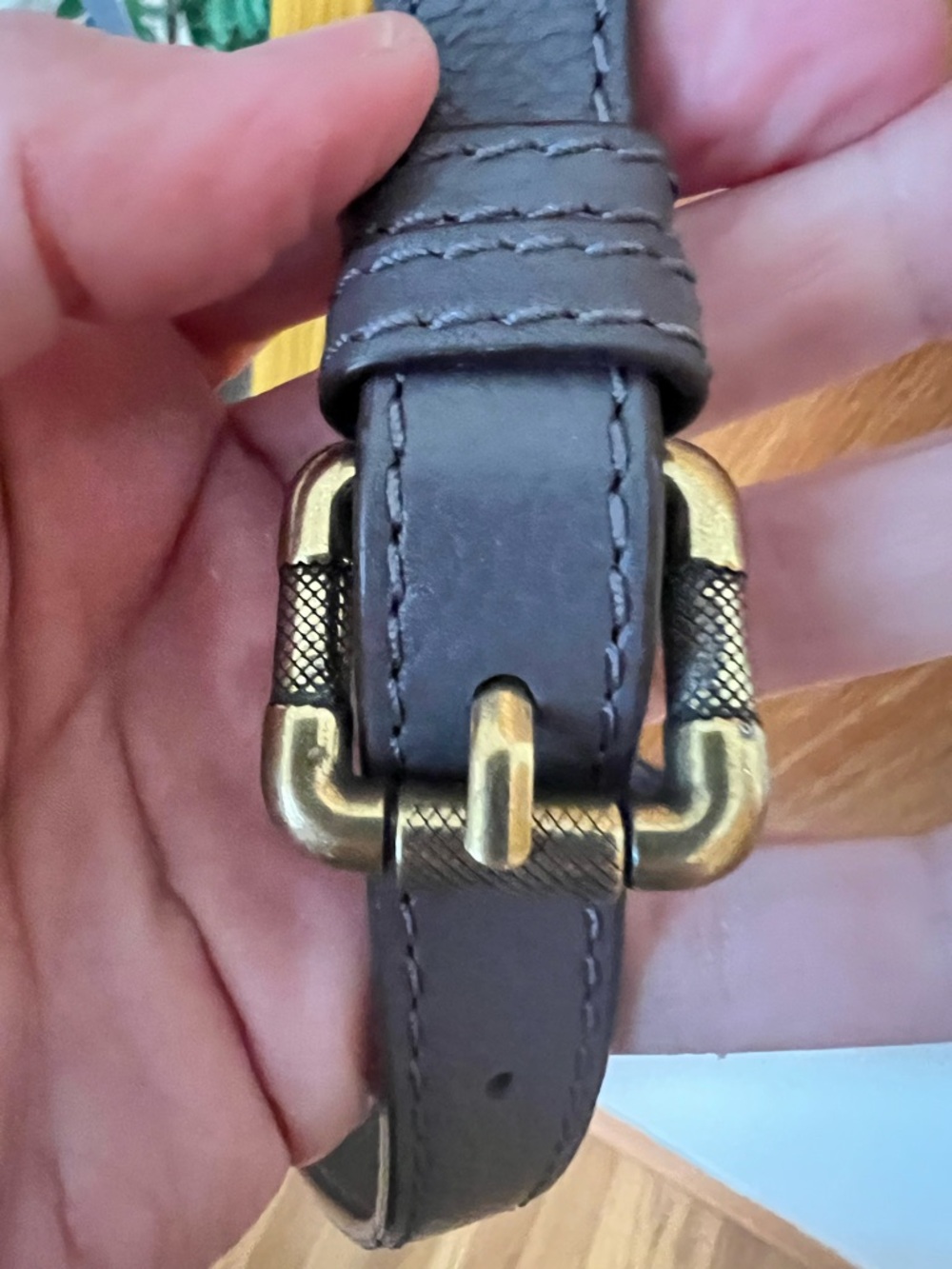 orYANY Slate Gray Leather Shoulder Bag with Gold Hardware - Picture 6 of 13